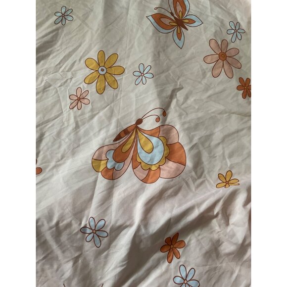 Vintage Floral & Butterfly Bee Fitted Sheet With Peace Sign Design Queen Size - Picture 2 of 7